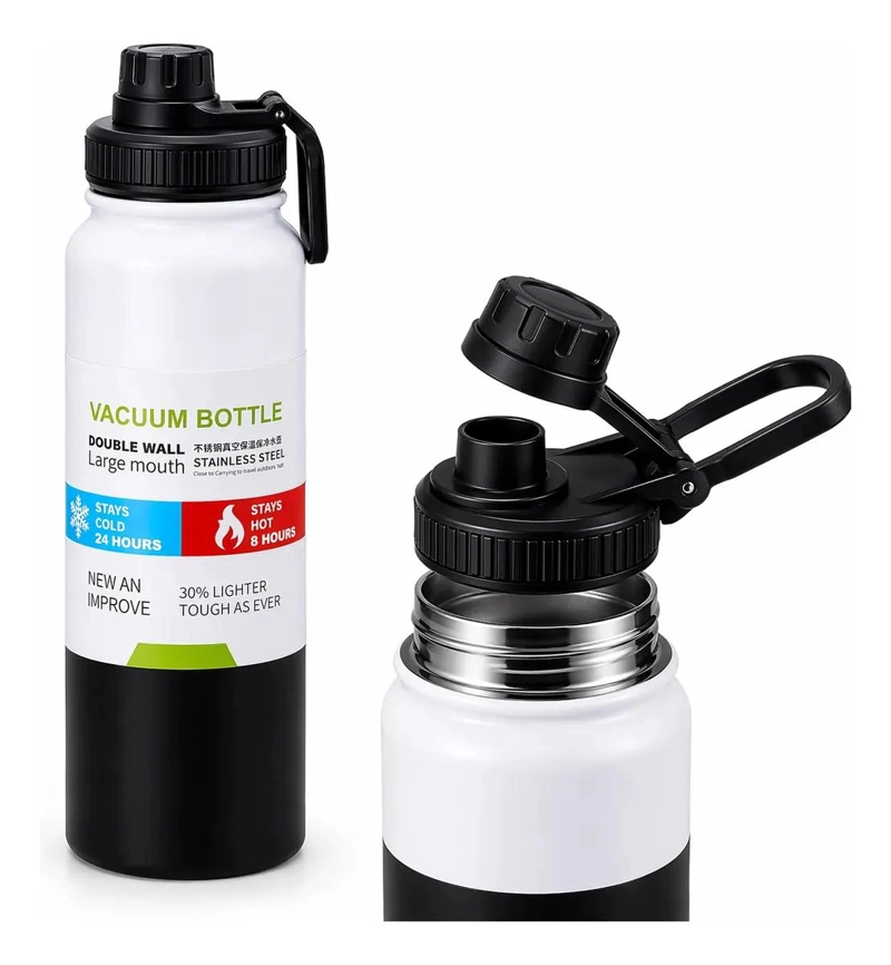 TERMO DE ACERO INOXIDABLE 1 LITRO CON VASO TE RMICO Y SISTEMA ANTIDERRAME - 1