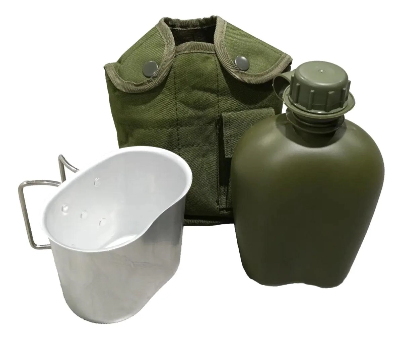 CANTIMPLORA TACTICA MILITAR CON CAPACIDAD DE 1 LITRO Y TAZA DE ALUMINIO - 2