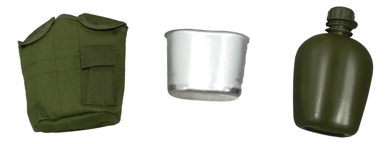CANTIMPLORA TACTICA MILITAR CON CAPACIDAD DE 1 LITRO Y TAZA DE ALUMINIO - 3