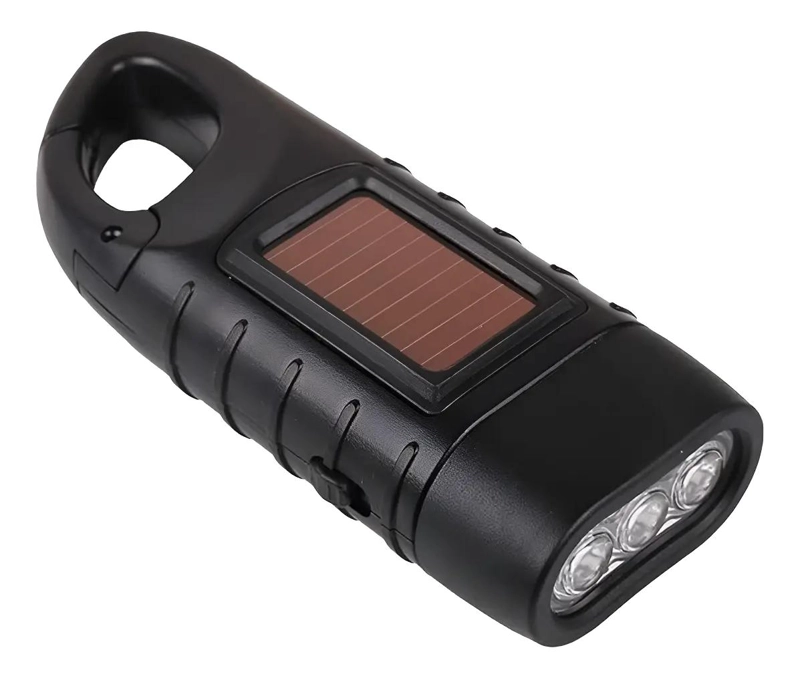 LINTERNA RECARGABLE PARA EXTERIORES CON DINAMO Y ENERGIA SOLAR INTEGRADA - 2