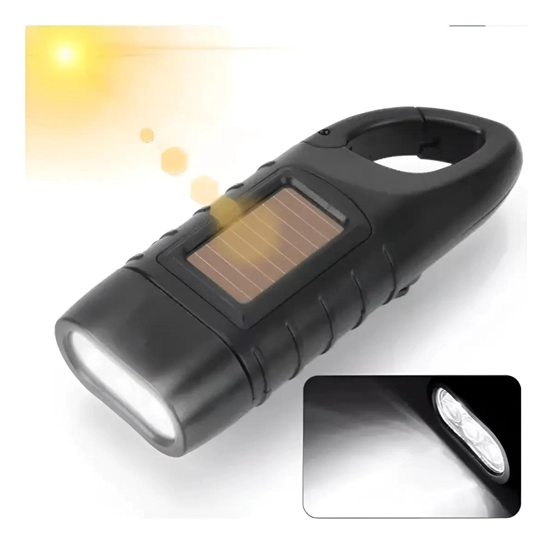 LINTERNA RECARGABLE PARA EXTERIORES CON DINAMO Y ENERGIA SOLAR INTEGRADA - 3