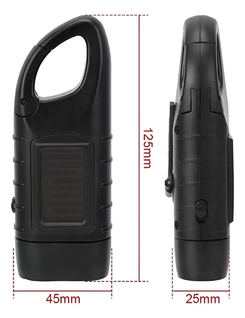 LINTERNA RECARGABLE PARA EXTERIORES CON DINAMO Y ENERGIA SOLAR INTEGRADA - 4