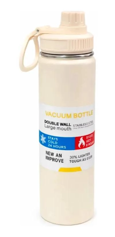 VASO TE RMICO DE ACERO INOXIDABLE 1000 ML CON TAPA ANTIDERRAME COLOR BEIGE - 2