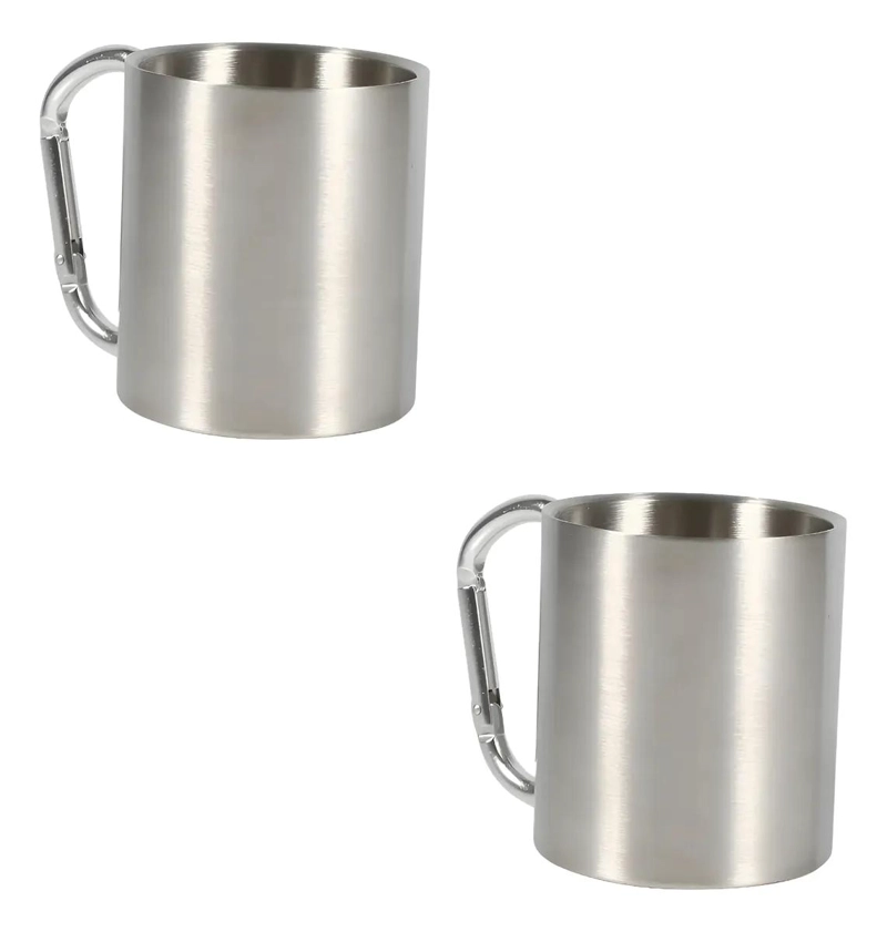 SET DE 2 VASOS PORTATILES CON MOSQUETON DE 300 ML PARA CAMPING Y DEPORTE - 1