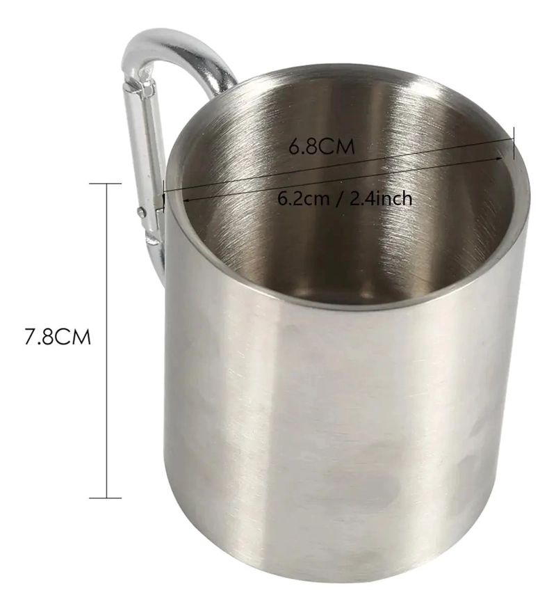 SET DE 2 VASOS PORTATILES CON MOSQUETON DE 300 ML PARA CAMPING Y DEPORTE - 3