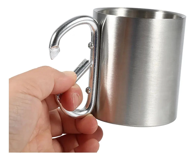 SET DE 2 VASOS PORTATILES CON MOSQUETON DE 300 ML PARA CAMPING Y DEPORTE - 5