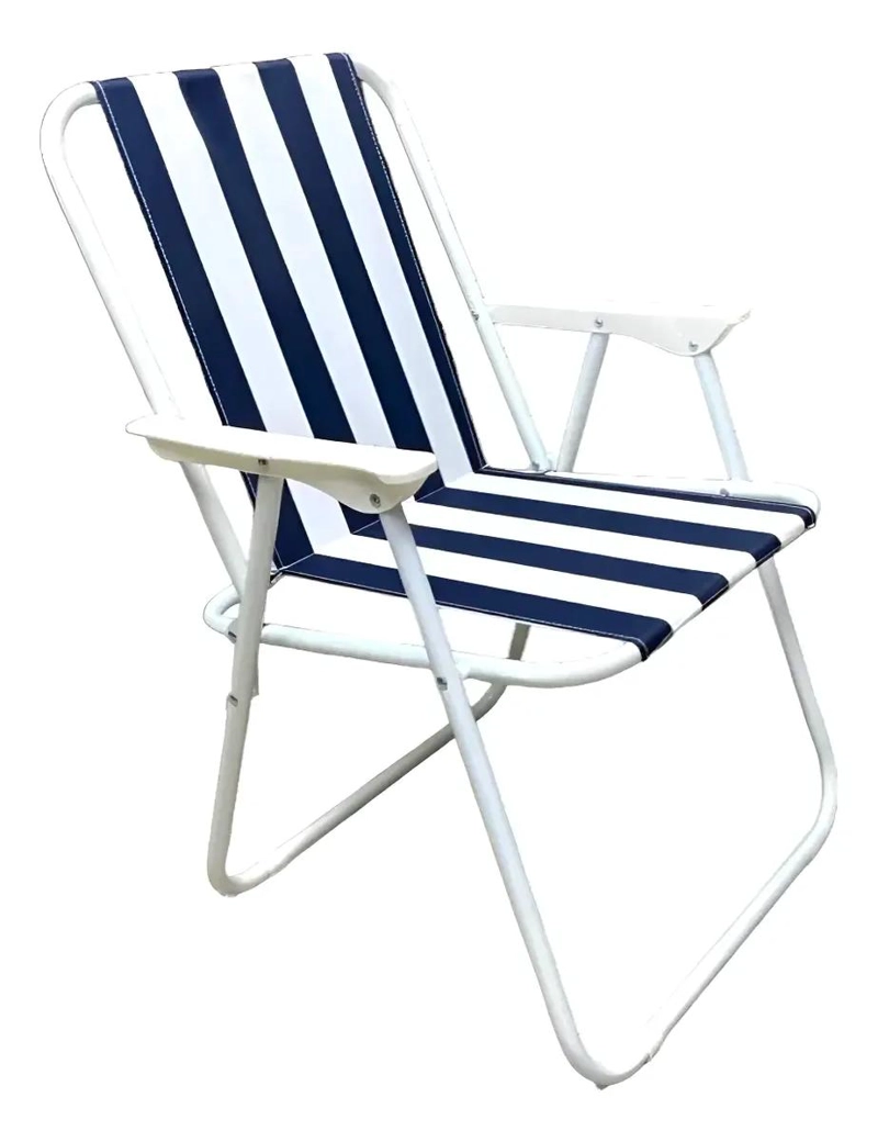 SILLA DE PLAYA PLEGABLE COLOR AZUL CON ESTRUCTURA RESISTENTE Y COMODA - 1