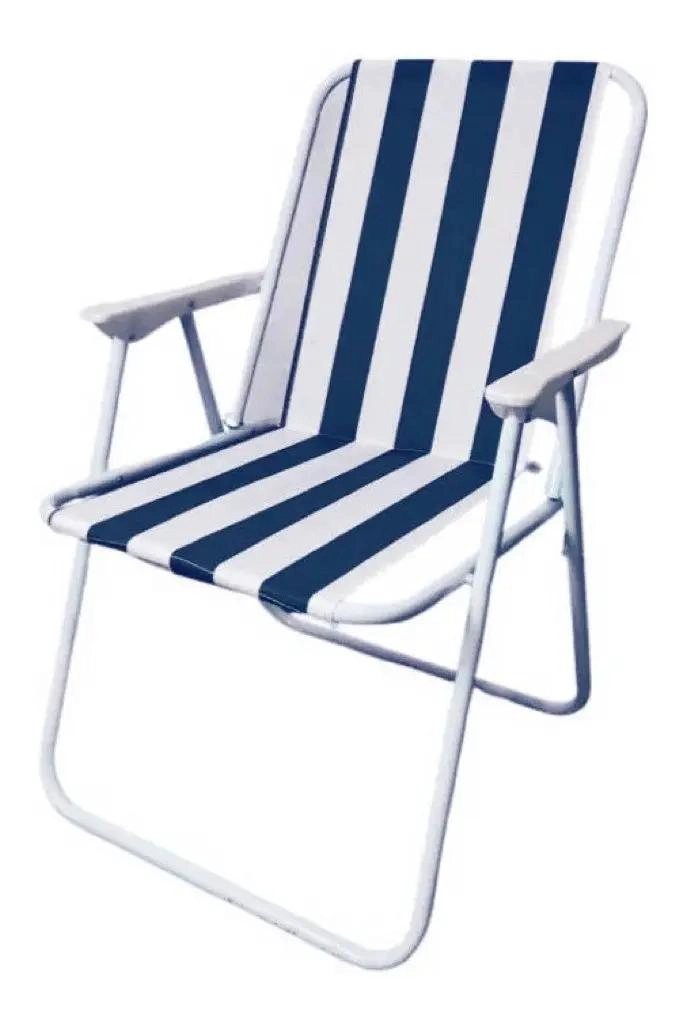 SILLA DE PLAYA PLEGABLE COLOR AZUL CON ESTRUCTURA RESISTENTE Y COMODA - 2