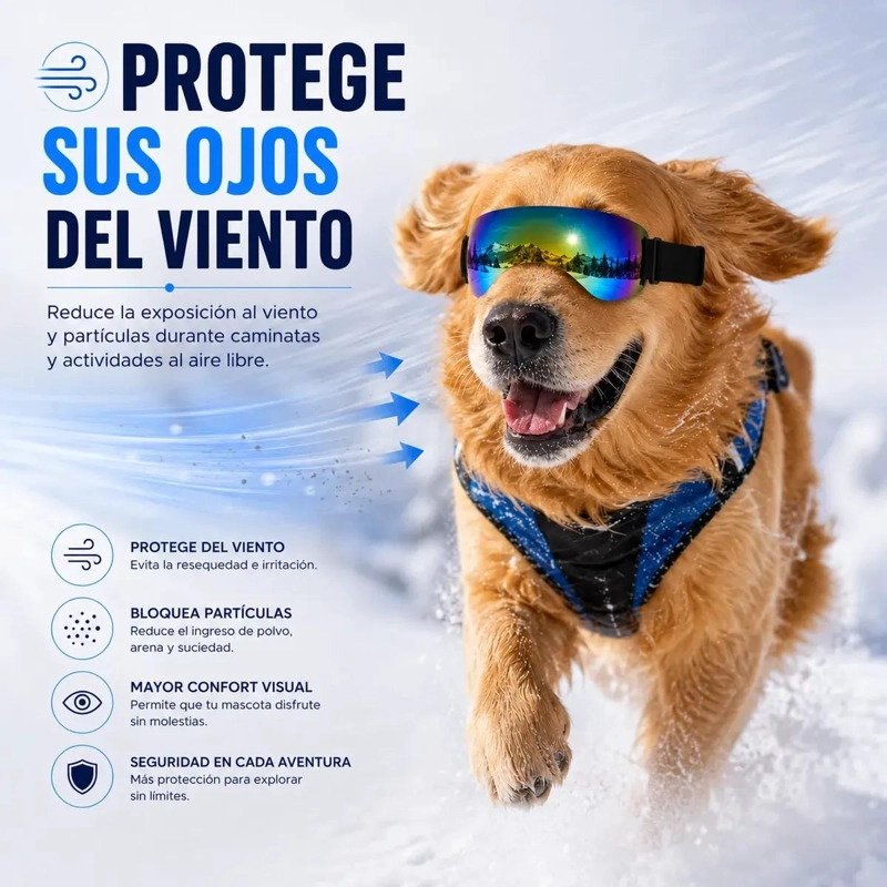 LENTES PROTECTORES PARA PERROS CONTRA NIEVE, VIENTO Y RAYOS UV TORNASOL - 2