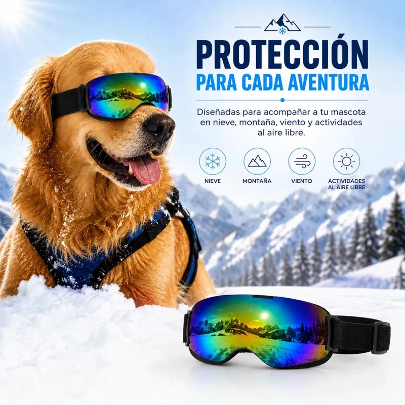 LENTES PROTECTORES PARA PERROS CONTRA NIEVE, VIENTO Y RAYOS UV TORNASOL - 3