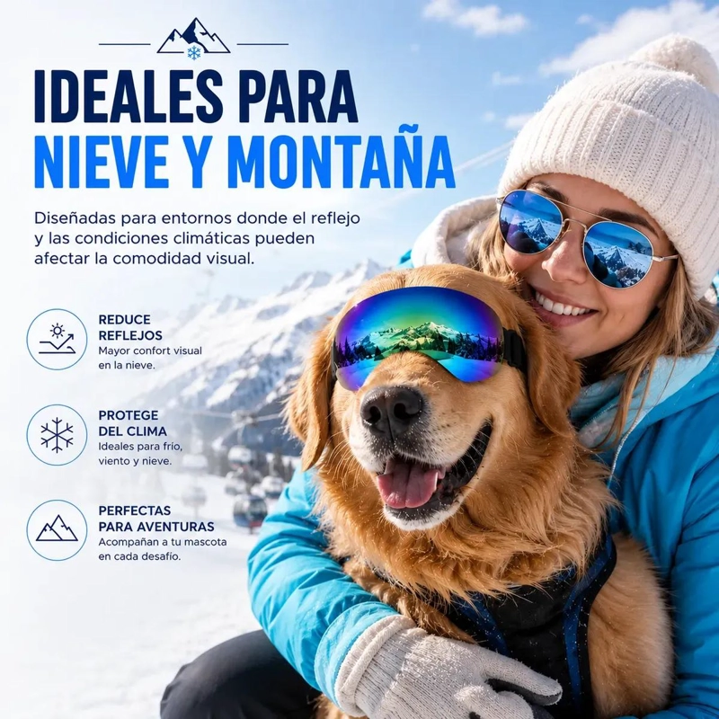 LENTES PROTECTORES PARA PERROS CONTRA NIEVE, VIENTO Y RAYOS UV TORNASOL - 4