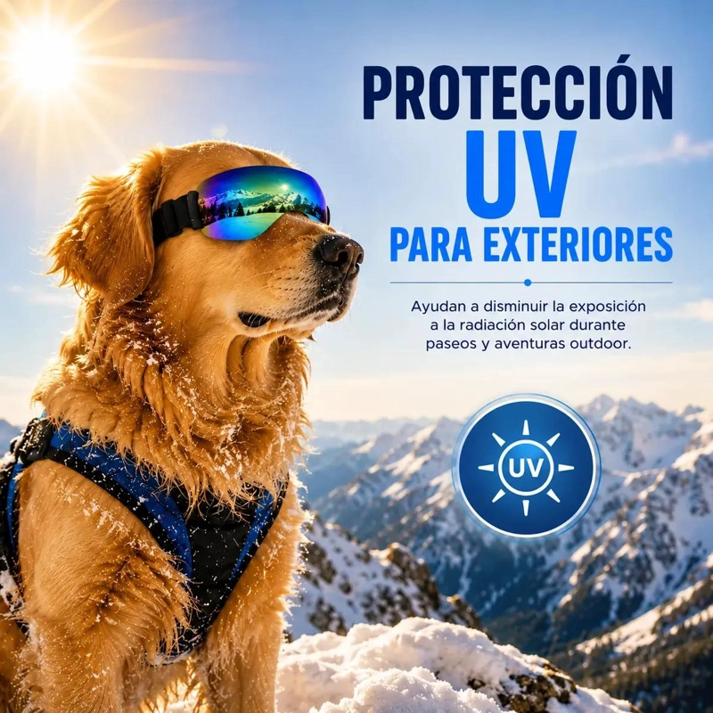 LENTES PROTECTORES PARA PERROS CONTRA NIEVE, VIENTO Y RAYOS UV TORNASOL - 5