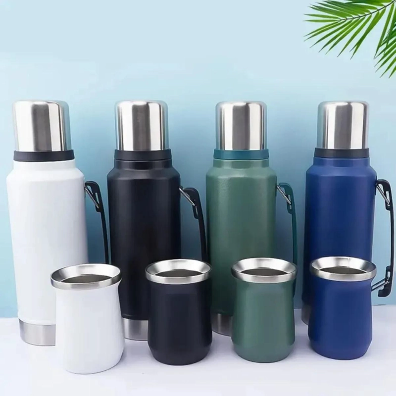 TERMO DE ACERO INOXIDABLE CON VASO TE RMICO PARA MATE - 2