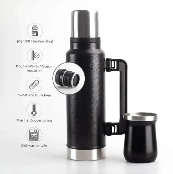 TERMO DE ACERO INOXIDABLE CON VASO TE RMICO PARA MATE - 3
