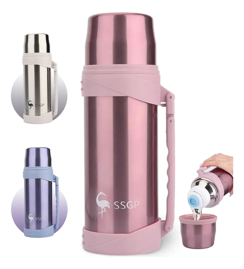 TERMO PORTATIL DE ACERO INOXIDABLE PARA BEBIDAS FRIAS Y CALIENTES DE 1.2 LITROS - 1