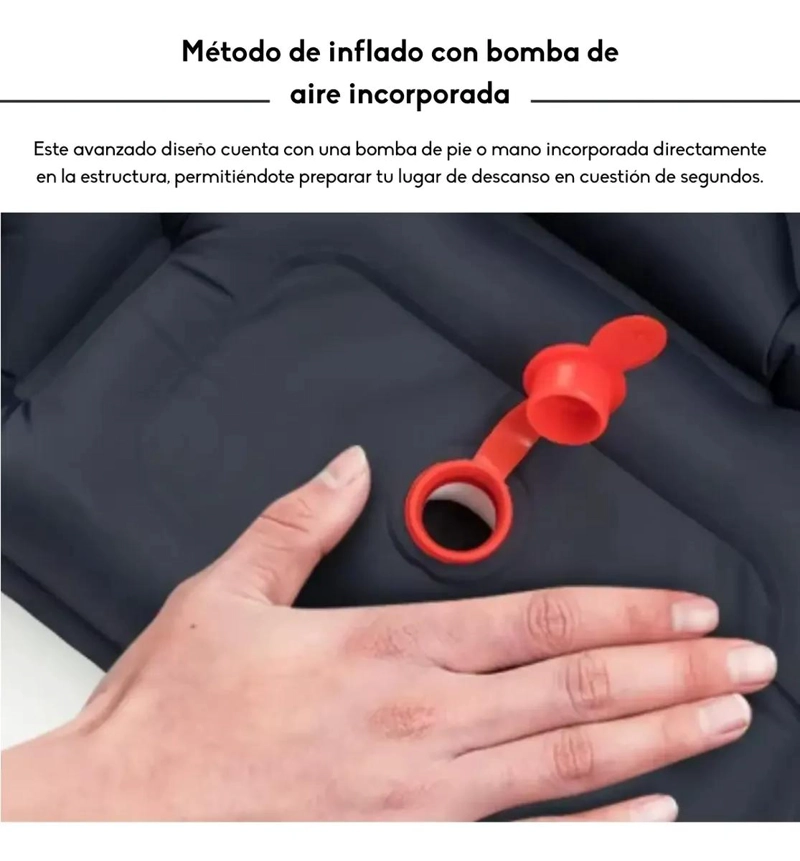 COLCHONETA INFLABLE PARA CAMPING CON BOMBA MANUAL INTEGRADA - 2