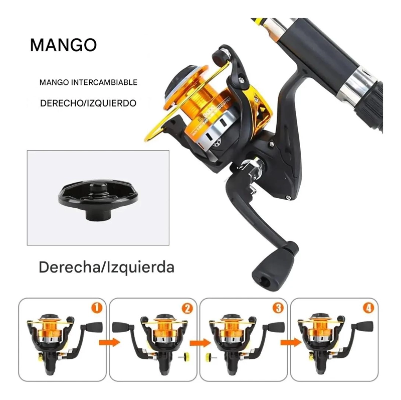 SET COMPLETO DE CAÑA DE PESCAR TELESCOPICA CON ACCESORIOS Y BOLSO - 3