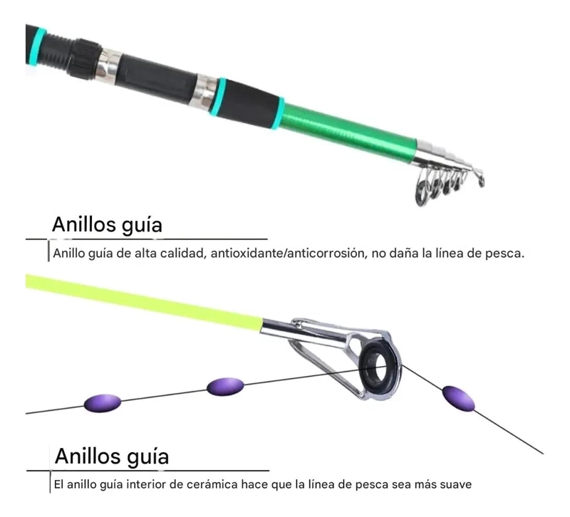 SET COMPLETO DE CAÑA DE PESCAR TELESCOPICA CON ACCESORIOS Y BOLSO - 5