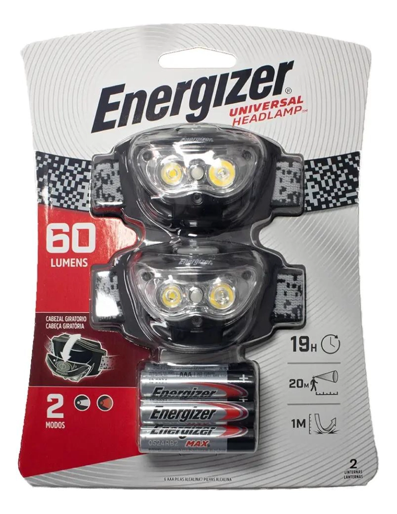 JUEGO DE 2 LINTERNAS DE CABEZA CON LUZ BLANCA Y 60 LUMENES - 1