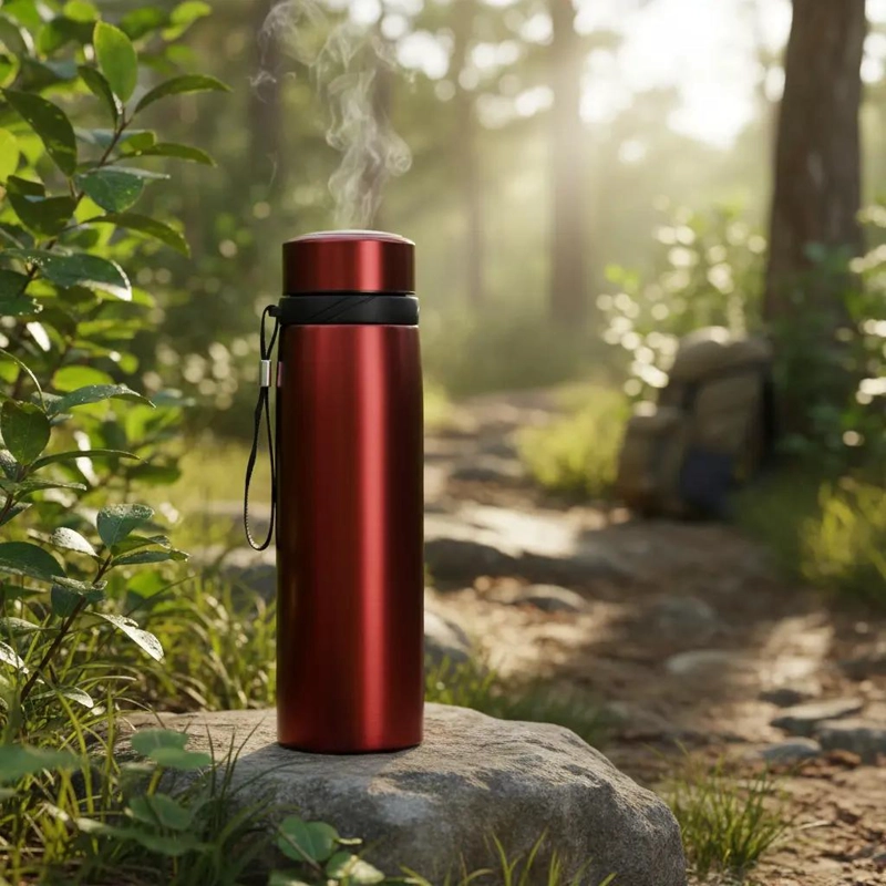 TERMO INDIVIDUAL PARA MATE Y AGUA DE ACERO INOXIDABLE CON TAPA SEGURA - 3