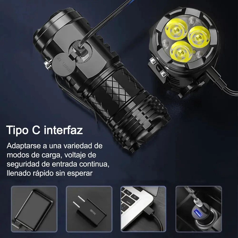 MINI LINTERNA TACTICA ULTRA POTENTE CON TRIPLE FOCO - 2