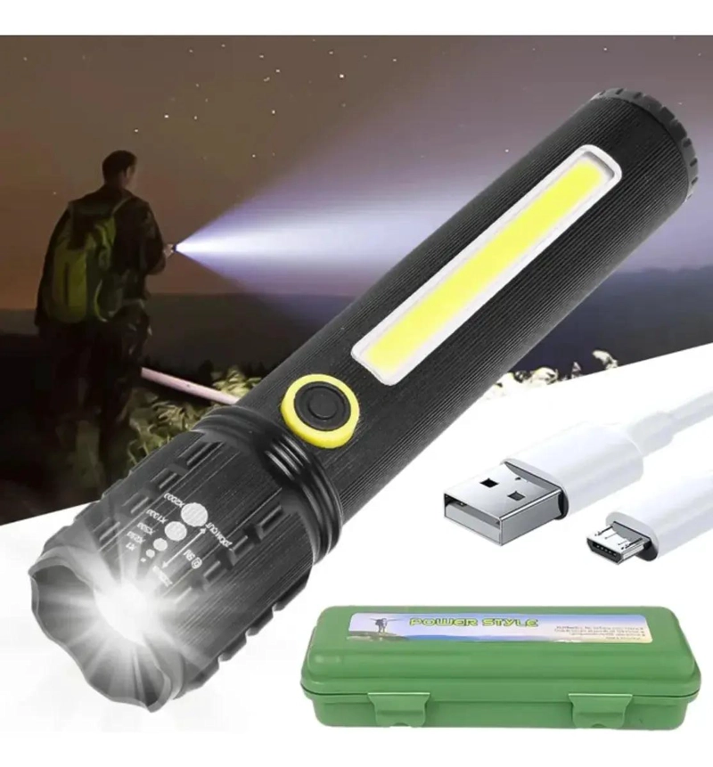 LINTERNA RECARGABLE USB PARA CAMPING Y PESCA CON ALCANCE DE 800 METROS - 5