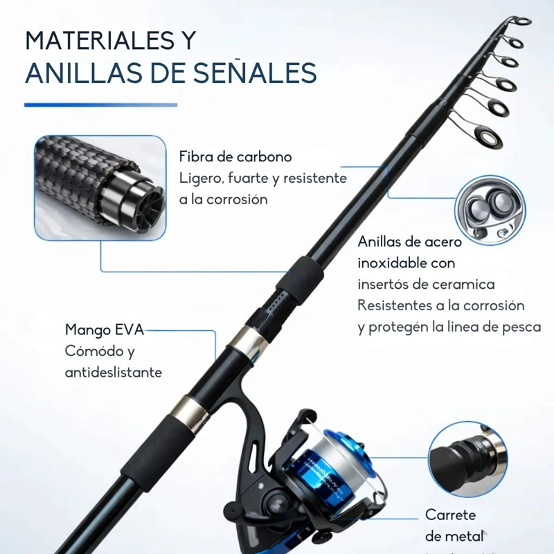 SET DE PESCA CON CAÑA TELESCOPICA Y CARRETE DE 2.7 METROS - 4