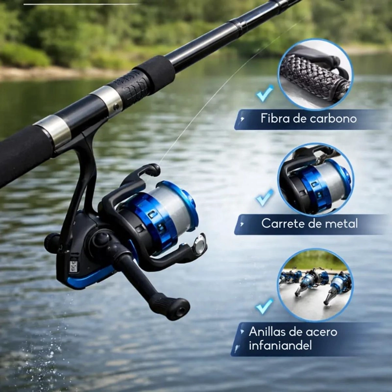 SET DE PESCA CON CAÑA TELESCOPICA Y CARRETE DE 2.7 METROS - 5