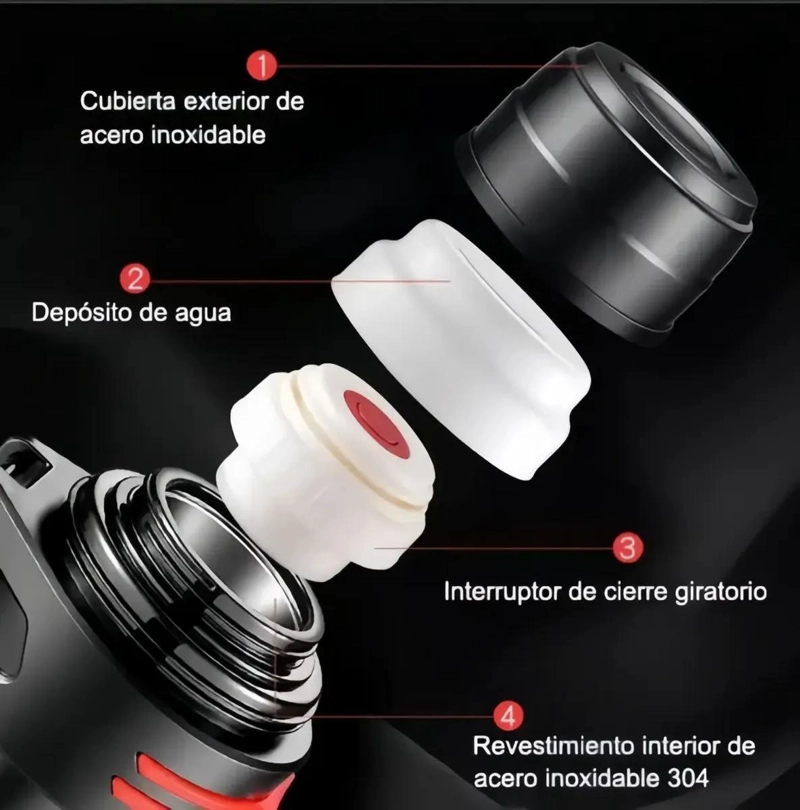 TERMO DE ACERO INOXIDABLE CON CAPACIDAD DE 2 LITROS COLOR PLATEADO - 5