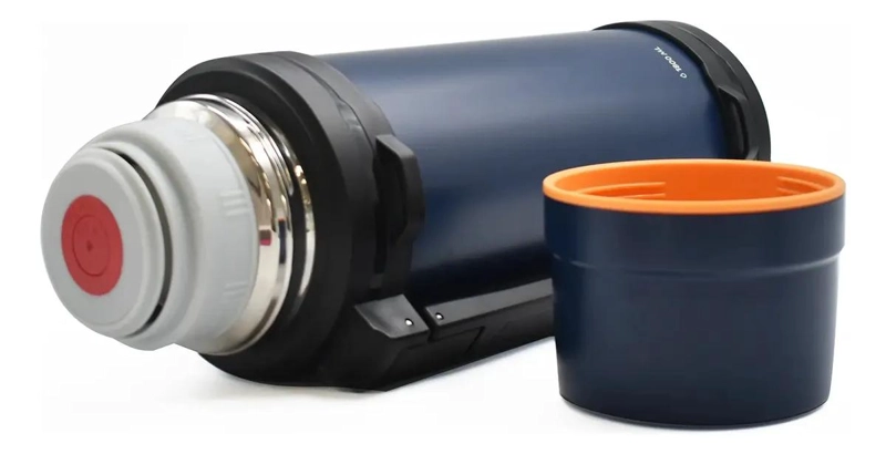 TERMO DE ACERO INOXIDABLE CON MANGO MOVIL Y TAPA STOPPER CAPACIDAD 1.8 LITROS - 1