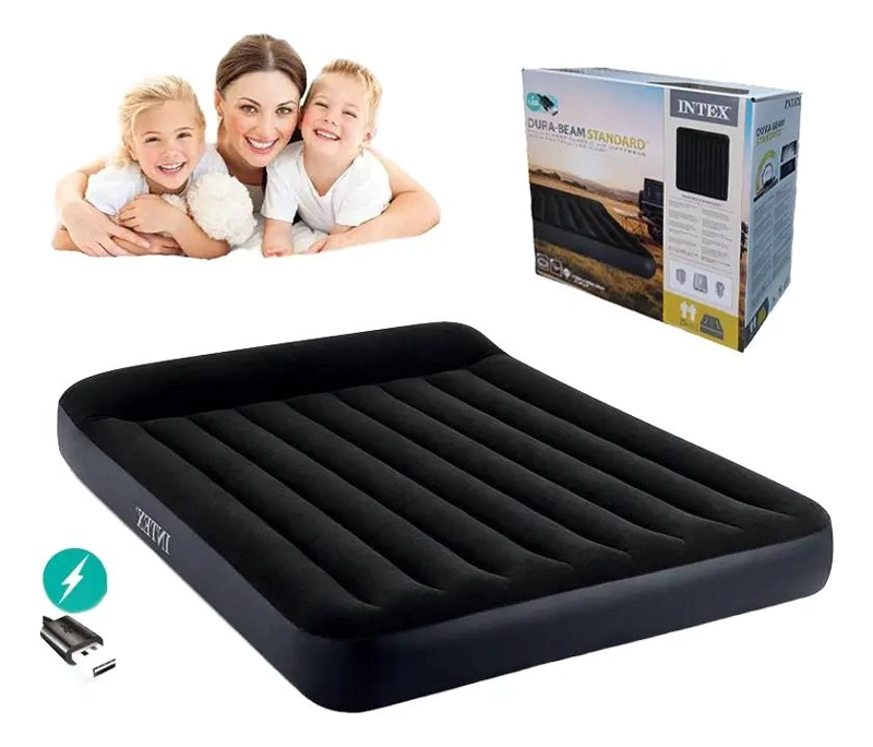 COLCHON INFLABLE ELE CTRICO CON ALMOHADA INTEGRADA 152X203 CM - 1