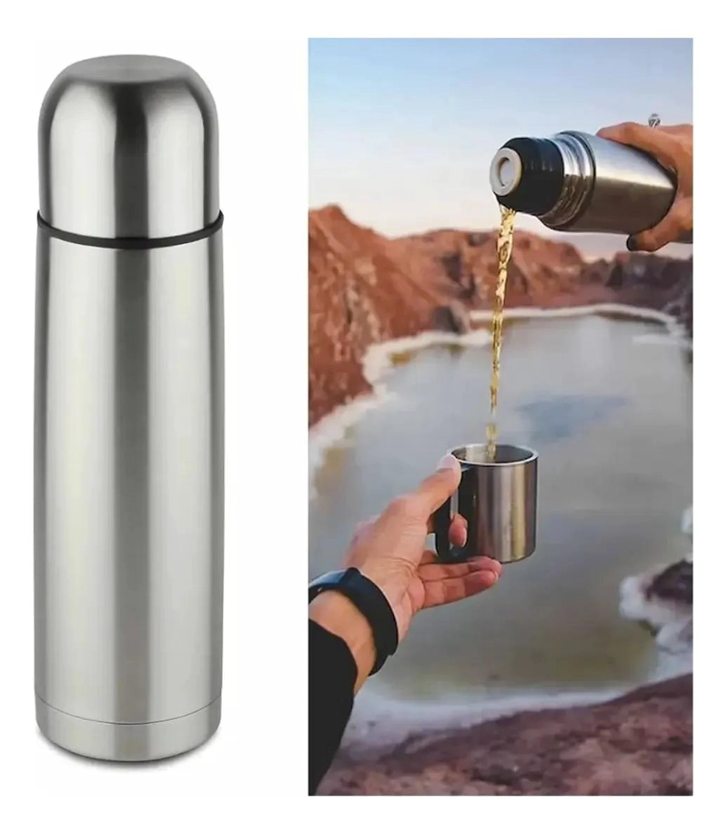 TERMO DE ACERO INOXIDABLE 500 ML CON FUNDA TE RMICA PORTATIL PARA BEBIDAS - 1