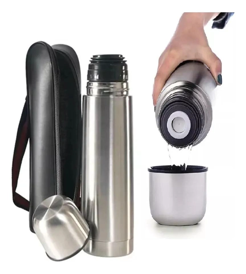TERMO DE ACERO INOXIDABLE 500 ML CON FUNDA TE RMICA PORTATIL PARA BEBIDAS - 2