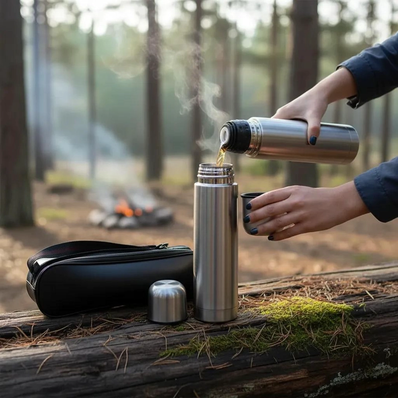 TERMO DE ACERO INOXIDABLE 500 ML CON FUNDA TE RMICA PORTATIL PARA BEBIDAS - 3