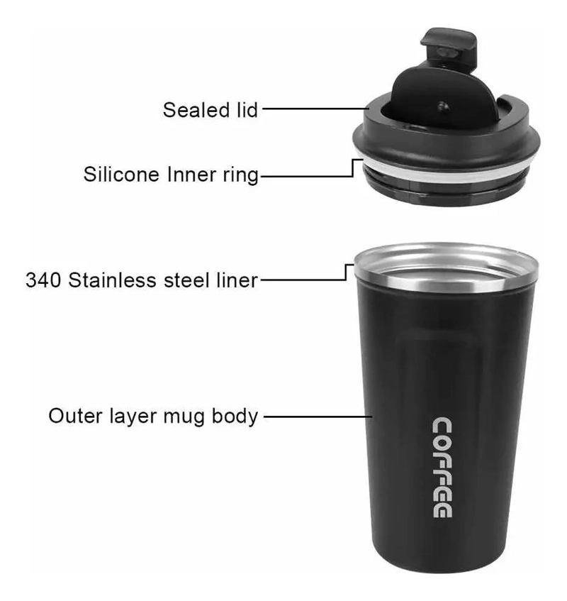 VASO TE RMICO PORTATIL DE ACERO INOXIDABLE CON DOBLE CAPA AISLANTE PARA CAFE - 4
