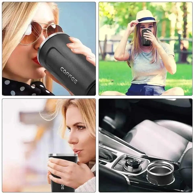 VASO TE RMICO PORTATIL DE ACERO INOXIDABLE CON DOBLE CAPA AISLANTE PARA CAFE - 5