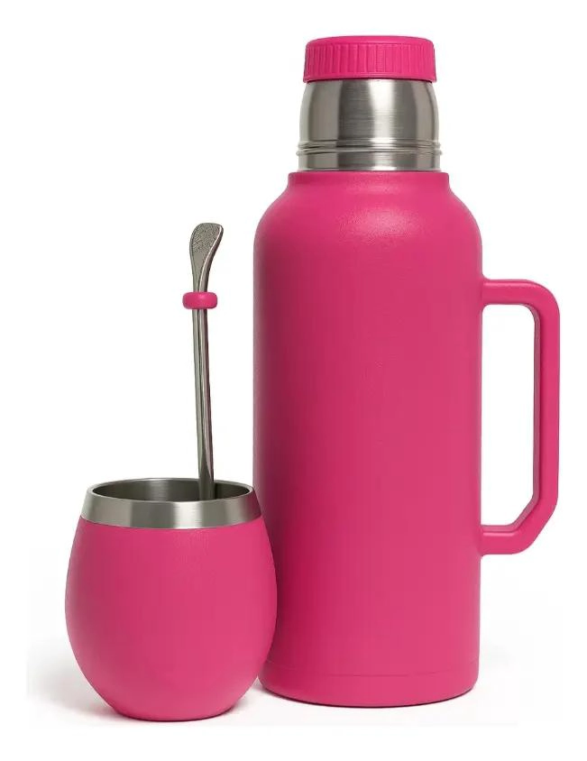 TERMO TE RMICO DE ACERO INOXIDABLE PARA MATE 1.3 LITROS CON BOMBILLA - 4
