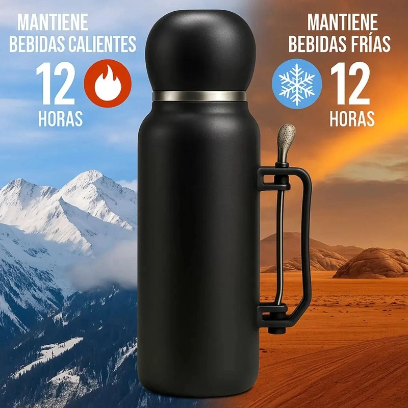 TERMO TE RMICO DE ACERO INOXIDABLE PARA MATE 1.3 LITROS CON BOMBILLA - 5