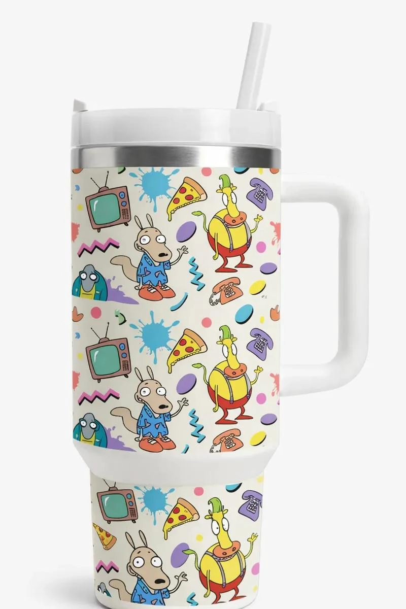 VASO TE RMICO RETRO DE 40OZ CON DISEÑO INSPIRADO EN LA VIDA MODERNA DE ROCKO - 2