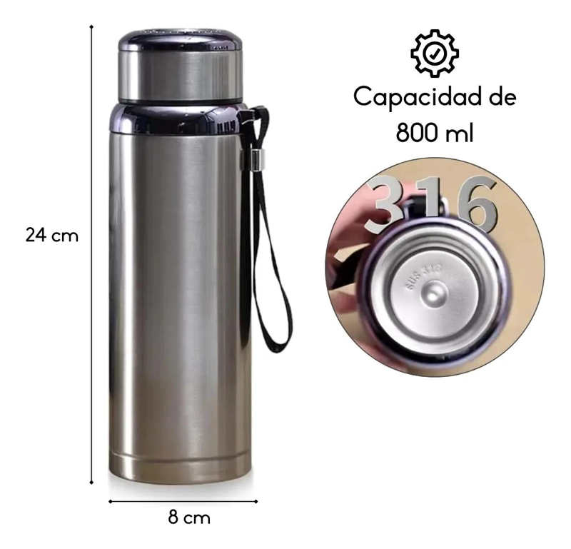 TERMO DE ACERO INOXIDABLE PARA LIQUIDOS CALIENTES Y FRIOS 800 ML - 2