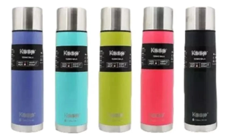 TERMO BALA RUBBER CON CAPACIDAD DE 1 LITRO COLOR ROSA - 1