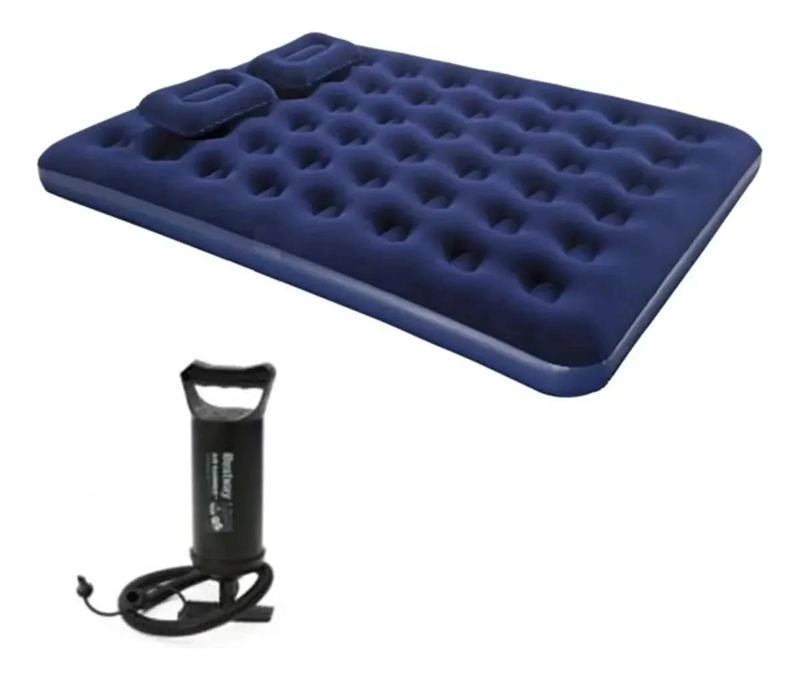 COLCHON INFLABLE TAMAÑO QUEEN CON BOMBA MANUAL PARA FACIL INFLADO - 1