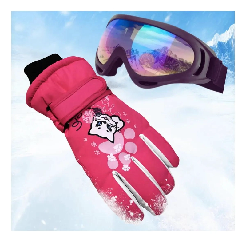 SET DE GUANTES Y ANTIPARRAS PARA NIEVE CON DISEÑO VARIADO PARA NIÑOS - 3