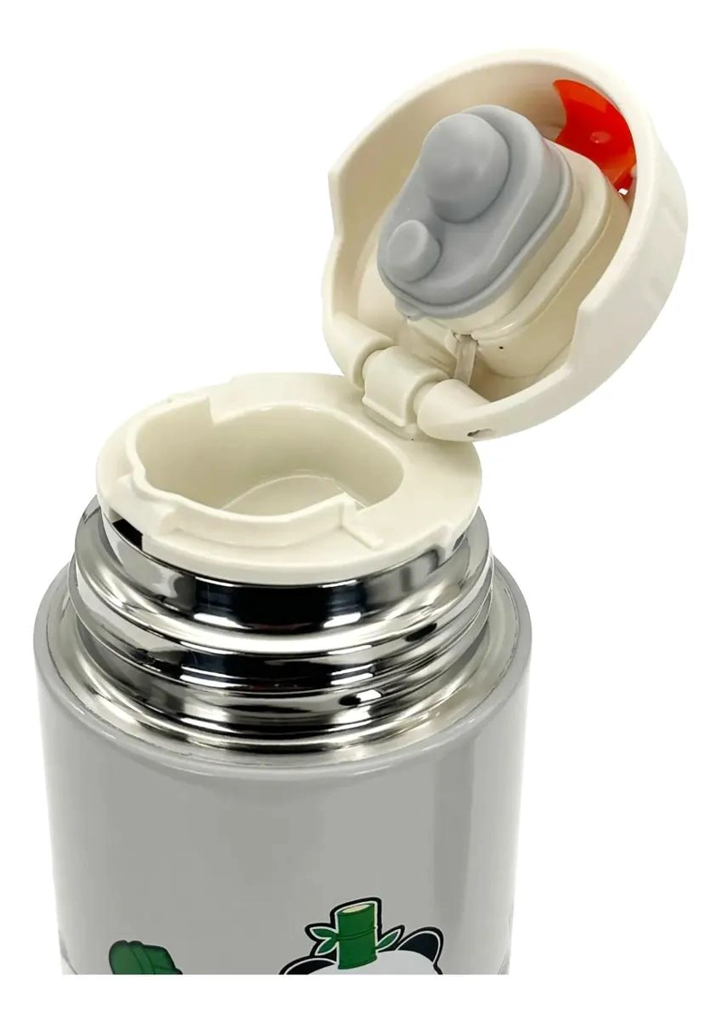 TERMO DE ACERO INOXIDABLE CON TAZA DISEÑO OSO PANDA 500 ML - 4