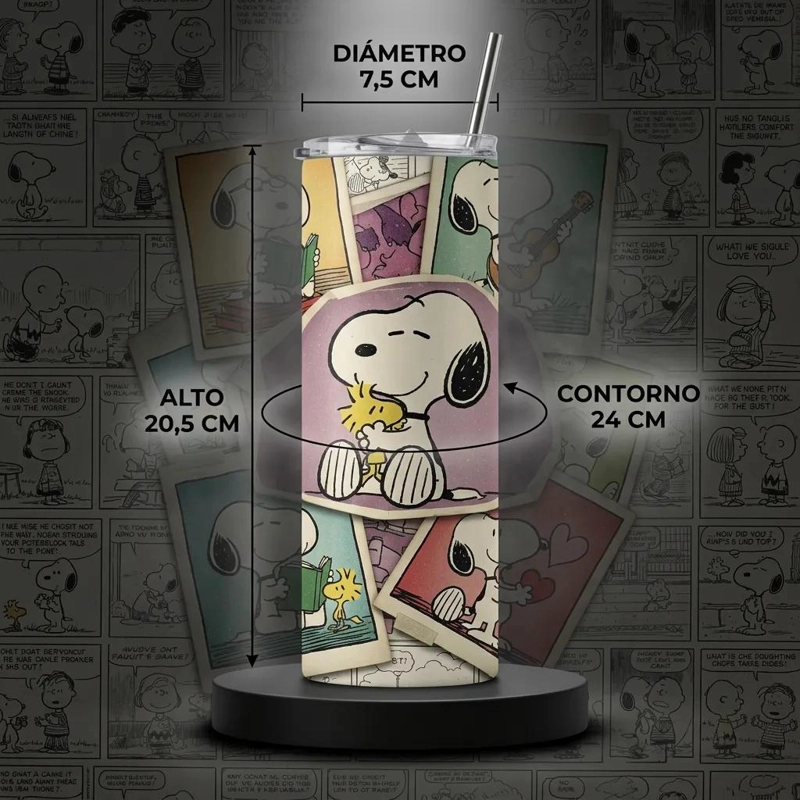 BOTELLA TE RMICA DE ACERO INOXIDABLE PARA AGUA CON DISEÑO PEANUTS - 1
