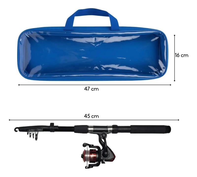 SET DE PESCA CON CAÑA TELESCOPICA Y CARRETE MOSQUERO DE 2.1 METROS - 3