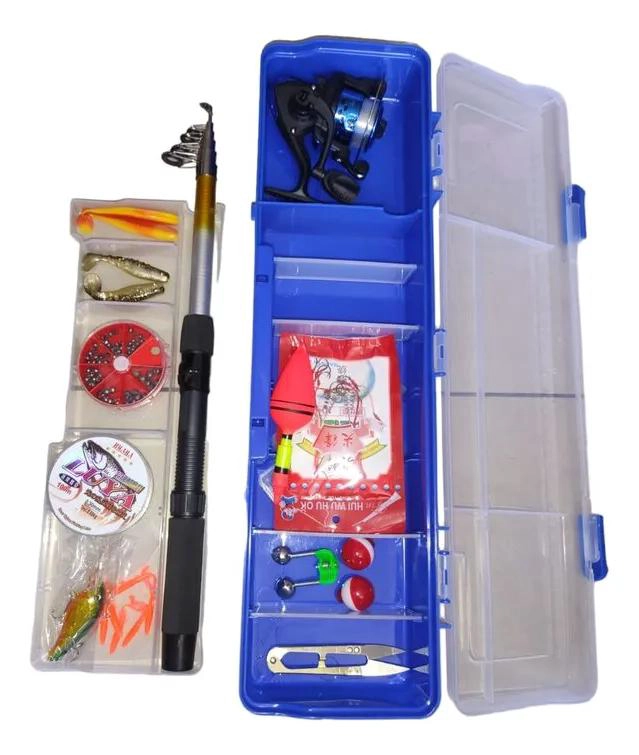 KIT COMPLETO PARA PESCA CON CAÑA, CARRETE Y ACCESORIOS VARIADOS - 1