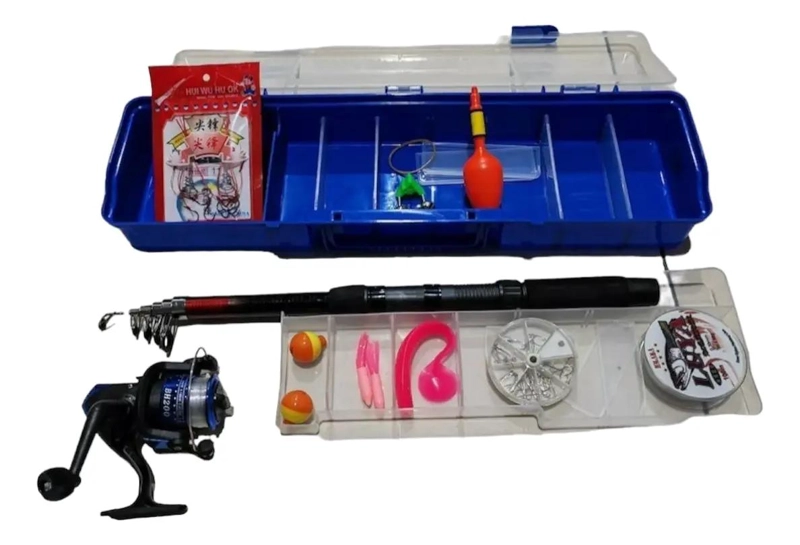 KIT COMPLETO PARA PESCA CON CAÑA, CARRETE Y ACCESORIOS VARIADOS - 2