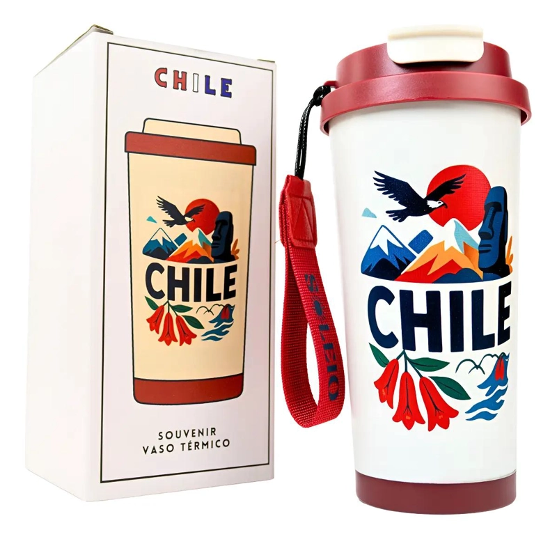 VASO TE RMICO DE ACERO INOXIDABLE CAPACIDAD 500 ML DISEÑO SOUVENIR CHILE - 1