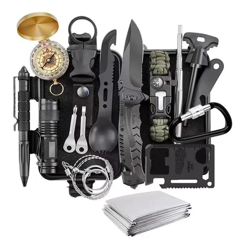 KIT COMPLETO DE HERRAMIENTAS PARA SUPERVIVENCIA Y CAMPING AL AIRE LIBRE - 1
